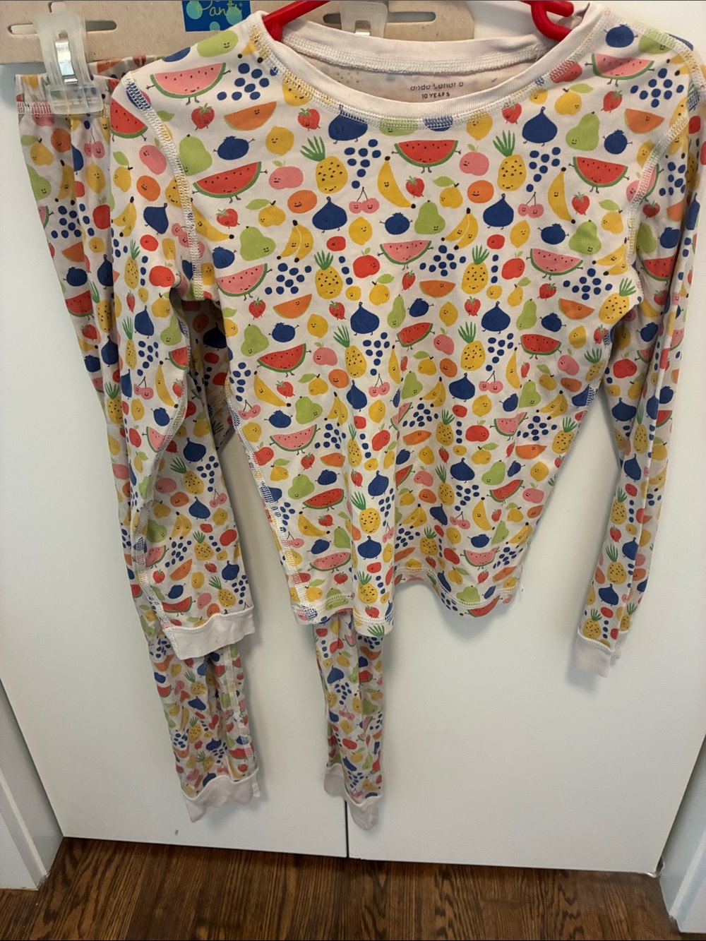 Dodo Banana Kids Fruit-Print Long Sleeve Pajama Set - White Multicolor